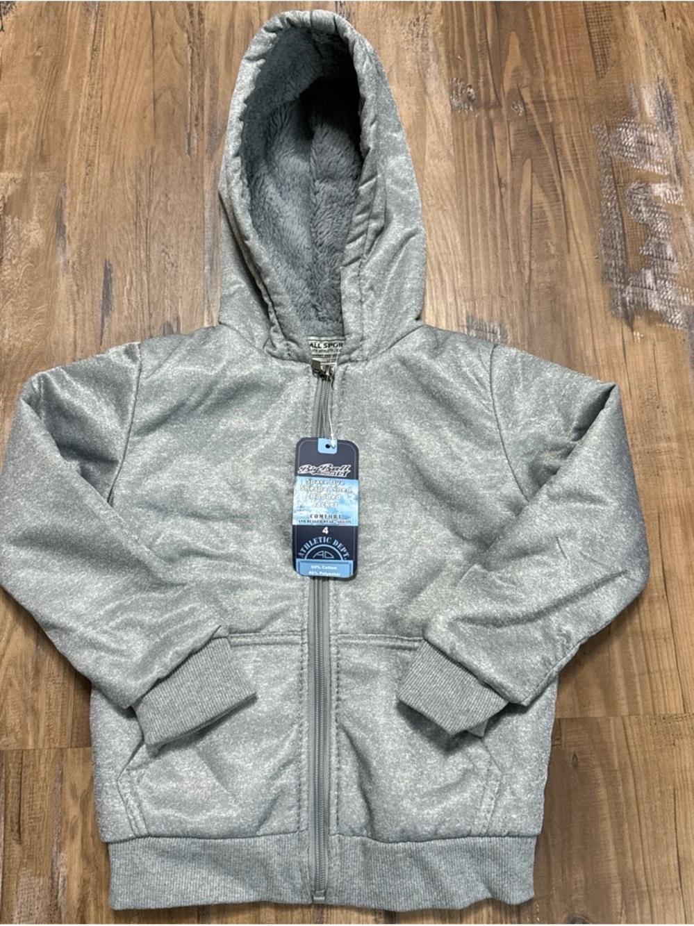 Kids' Gray Hooded Zip-Up Jacket